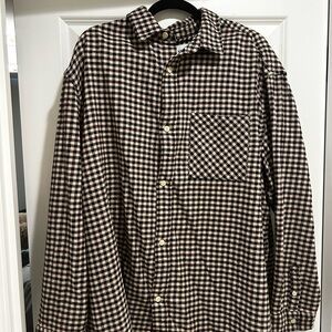 H&M Men's Black and White Checkered Button Down Shirt